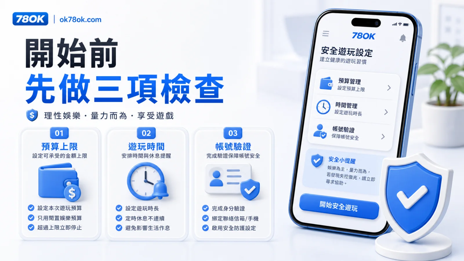 線上娛樂服務怎麼運作?TU 官方整理帳戶安全、公平性與紀錄檢查 2 TU 開始前檢查圖,包含預算、時間與帳戶驗證