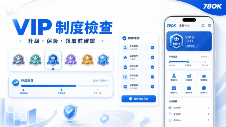 TU VIP 制度怎麼看?升級、保級、返水與領取前檢查 2 TU VIP 制度檢查與會員中心示意圖