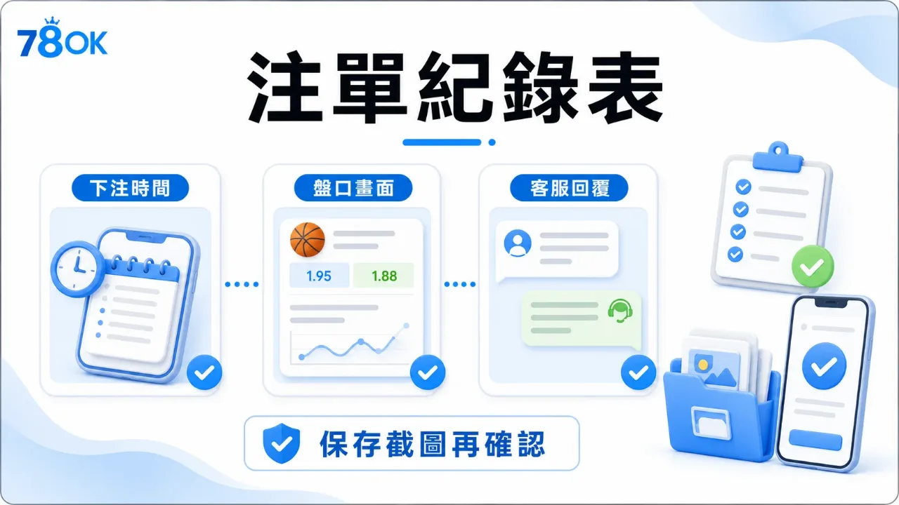 NBA 賽事投注前怎麼看?資料核對、盤口判讀與預算安排 3 TU 注單紀錄表圖,提醒保存下注時間、盤口畫面與客服回覆。